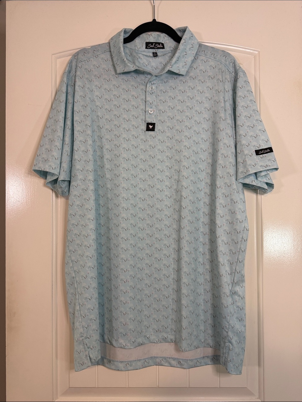 Bad Birdie Flamingo Low Core Golf Polo Men’s XL Light Blue